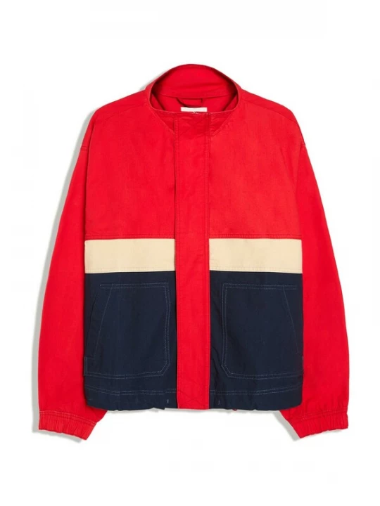 Foto van product Bershka Tussenjas nachtblauw / rood / offwhite