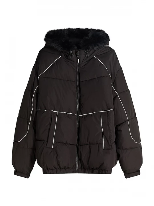Foto van product Bershka Winterjas zwart / wit