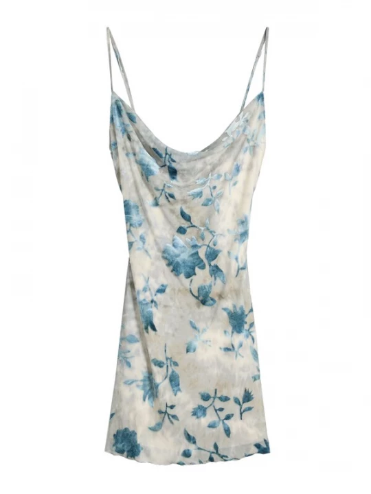 Foto van product Bershka Zomerjurk beige / cyaan blauw / taupe