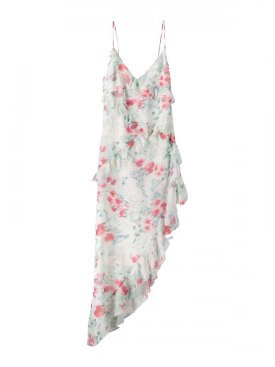 Foto van product Bershka Zomerjurk cyaan blauw / lichtblauw / framboos / wit