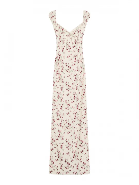 Foto van product Bershka Zomerjurk ecru / lichtgroen / donkerrood