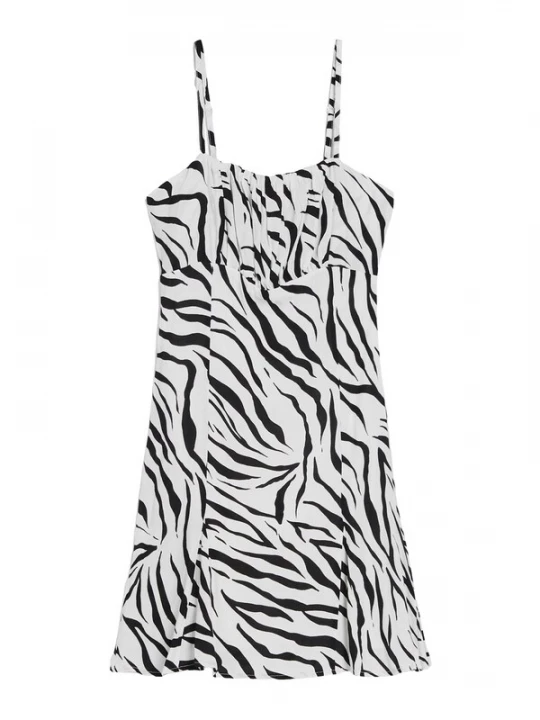 Foto van product Bershka Zomerjurk zwart / wit
