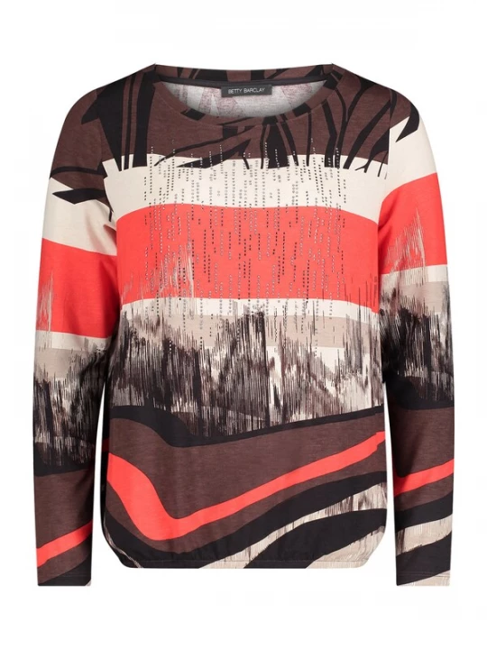 Foto van product Betty Barclay Shirt beige / chocoladebruin / rood / zwart