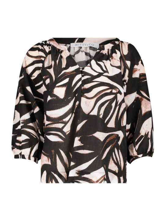 Foto van product Betty & Co Blouse beige / kastanjebruin / zwart
