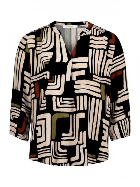 Foto van product Betty & Co Blouse lichtbeige / olijfgroen / rood / zwart