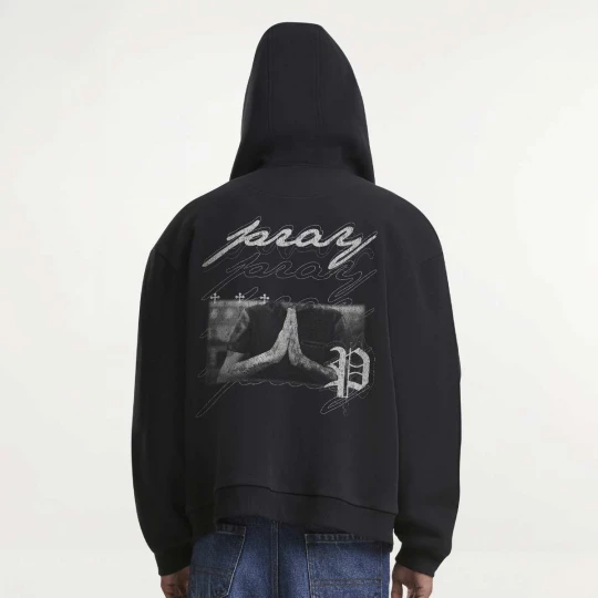 Foto van product Beyond The Prayer Fluffy Zip Hoody Mister Tee zwart