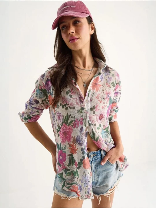 Foto van product Bianco Lucci Blouse beige / groen / oranje / pink