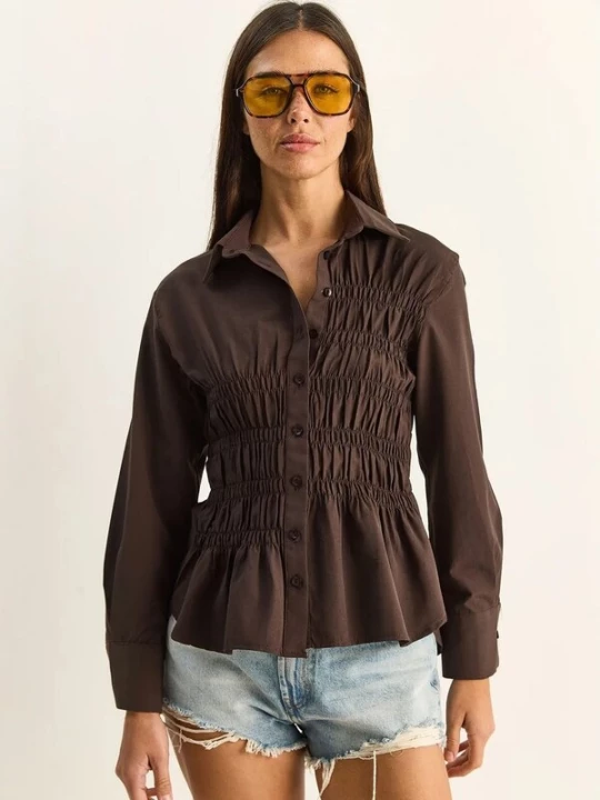 Foto van product Bianco Lucci Blouse chocoladebruin