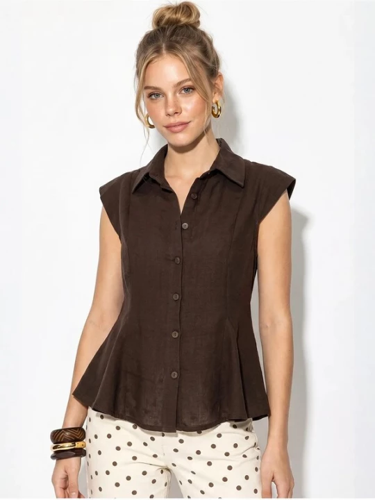 Foto van product Bianco Lucci Blouse chocoladebruin