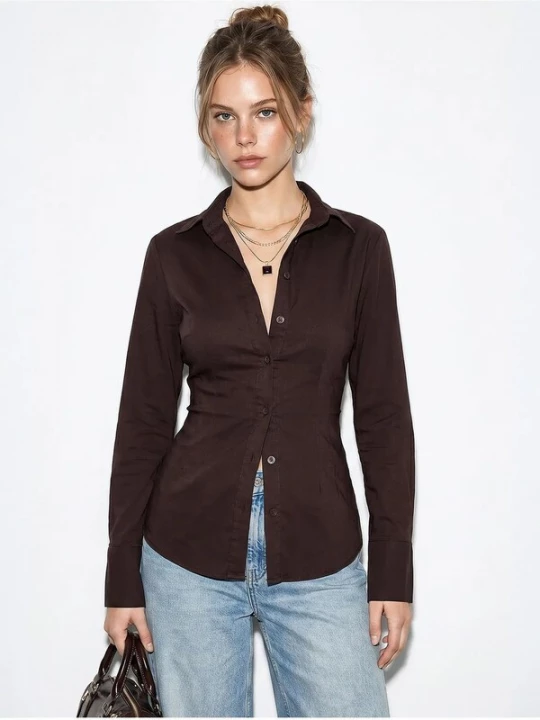 Foto van product Bianco Lucci Blouse chocoladebruin