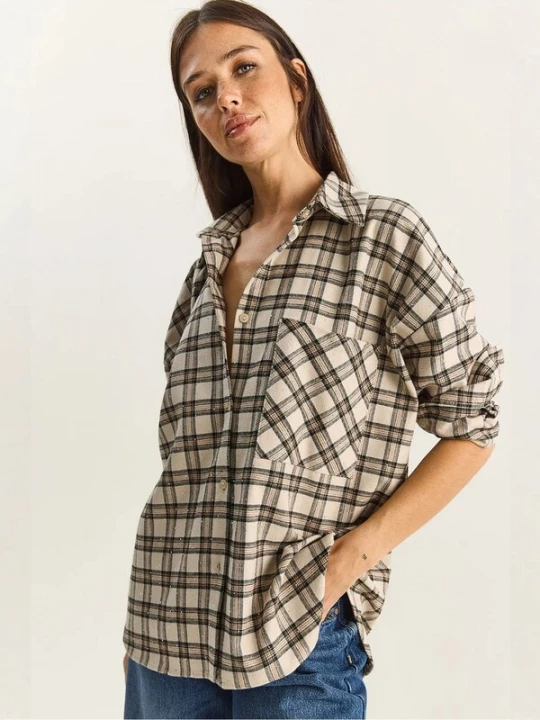 Foto van product Bianco Lucci Blouse crème / grijs / zwart