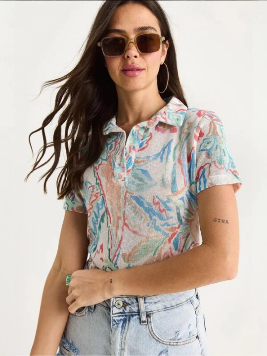 Foto van product Bianco Lucci Blouse hemelsblauw / mintgroen / pink / wit
