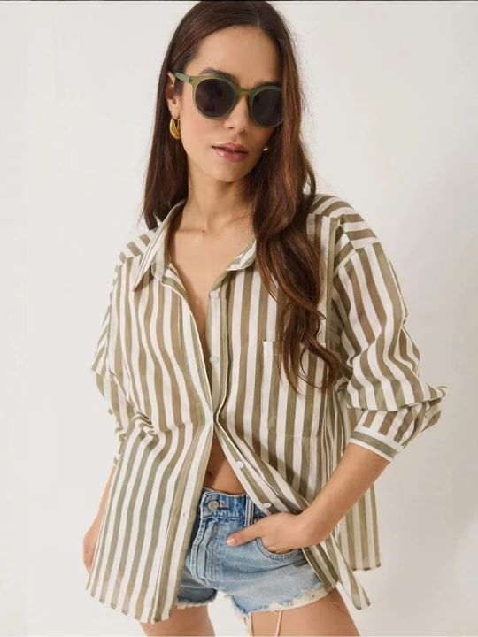 Foto van product Bianco Lucci Blouse kaki / wit