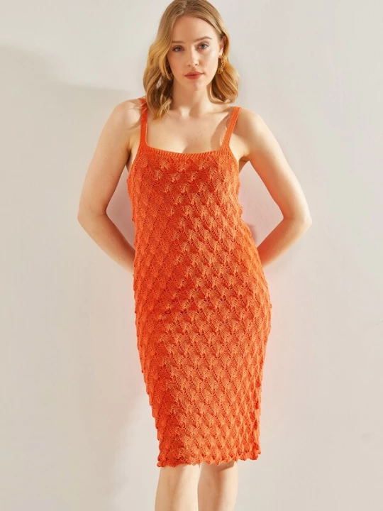 Foto van product Bianco Lucci Gebreide jurk oranje