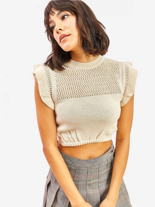 Foto van product Bianco Lucci Gebreide top taupe