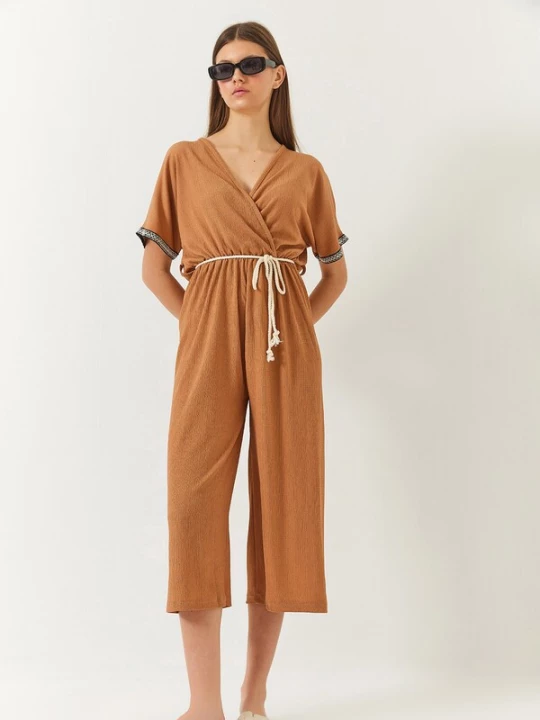 Foto van product Bianco Lucci Jumpsuit camel / zwart / wit