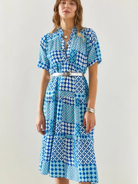 Foto van product Bianco Lucci Jurk blauw / aqua / wit