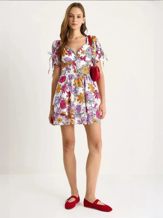 Foto van product Bianco Lucci Jurk lila / oranje / magenta / wit