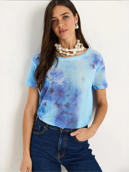 Foto van product Bianco Lucci Shirt azuur / lichtblauw / donkerlila