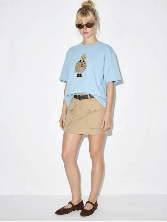 Foto van product Bianco Lucci Shirt beige / lichtblauw / chocoladebruin