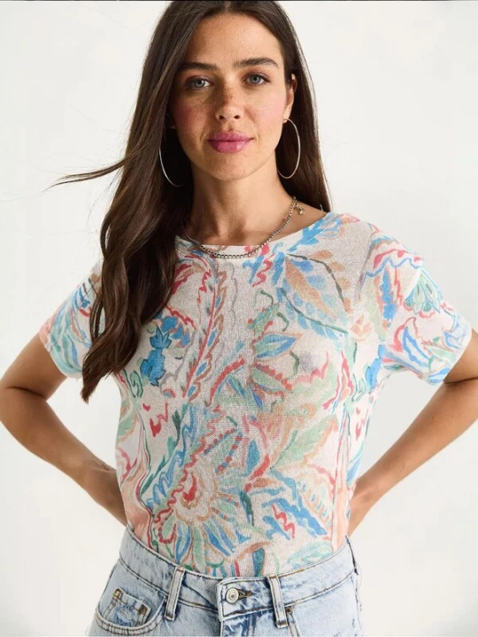 Foto van product Bianco Lucci Shirt blauw / pastelgroen / pink / wit