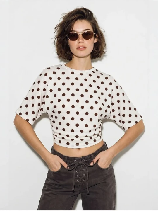 Foto van product Bianco Lucci Shirt chocoladebruin / wit