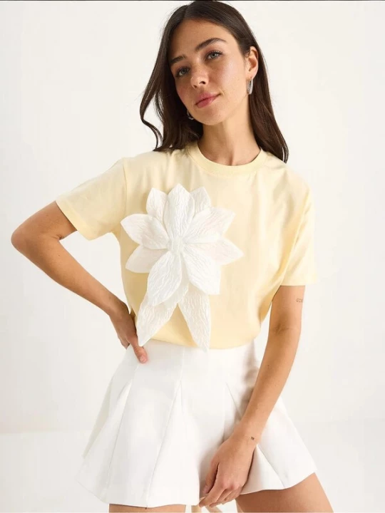 Foto van product Bianco Lucci Shirt citroengeel / wit