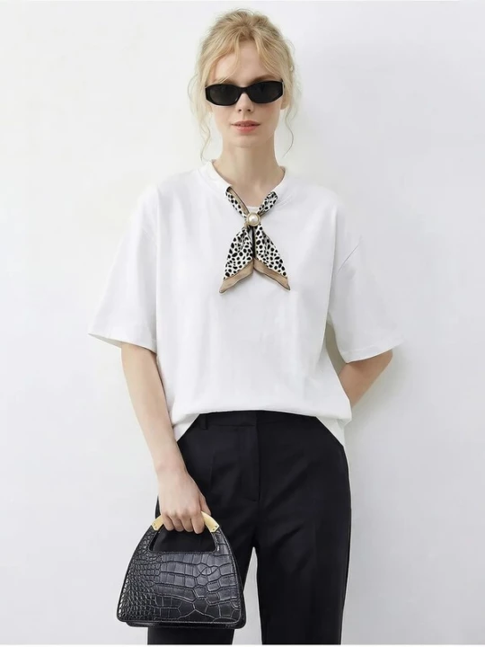 Foto van product Bianco Lucci Shirt donkerbeige / zwart / wit / parelwit