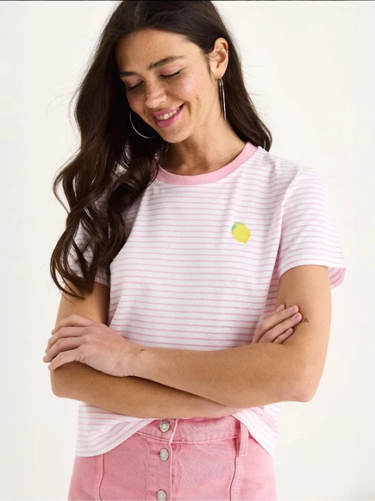 Foto van product Bianco Lucci Shirt geel / rosa / wit