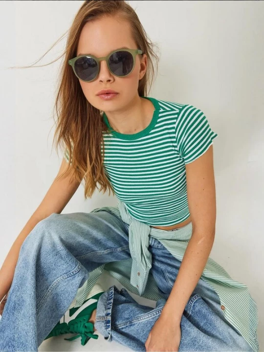 Foto van product Bianco Lucci Shirt jade groen / wit