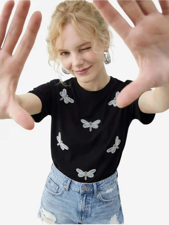 Foto van product Bianco Lucci Shirt lichtblauw / zwart / zilver