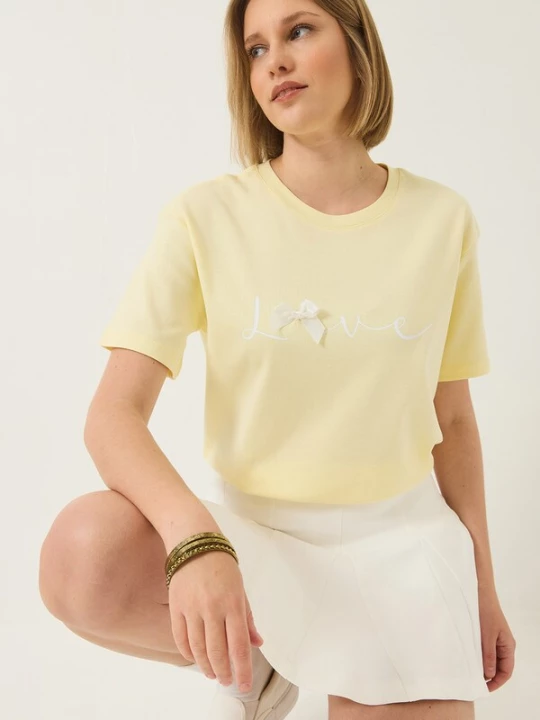 Foto van product Bianco Lucci Shirt lichtgeel / wit