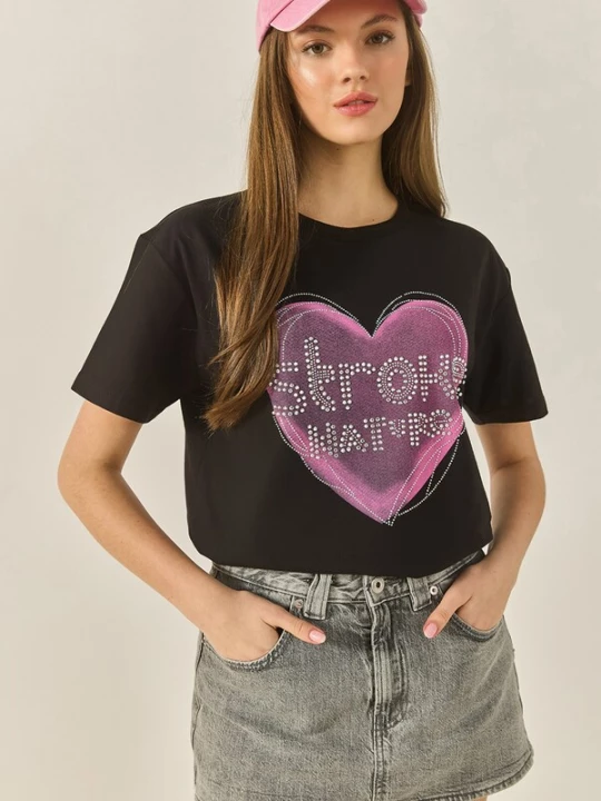 Foto van product Bianco Lucci Shirt lichtroze / zwart / zilver