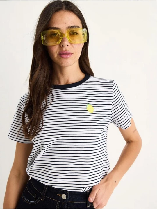 Foto van product Bianco Lucci Shirt nachtblauw / geel / wit