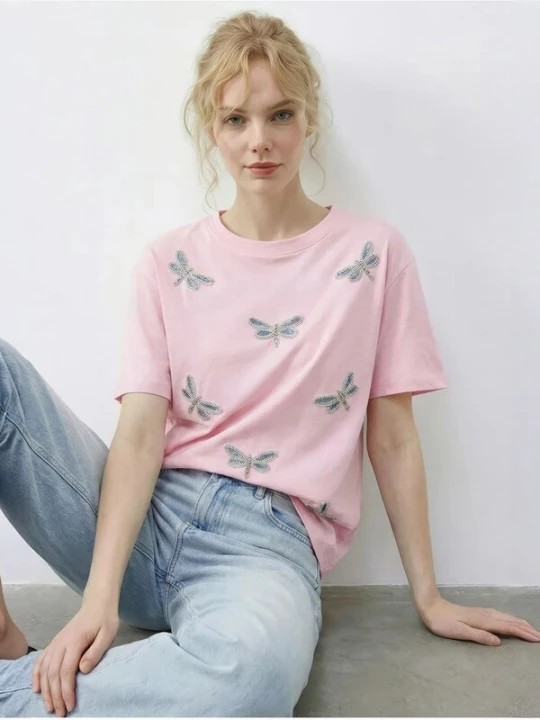 Foto van product Bianco Lucci Shirt navy / pink / zilver
