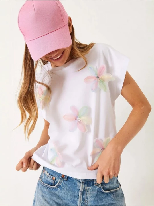 Foto van product Bianco Lucci Shirt pasteelgeel / mintgroen / oudroze / wit