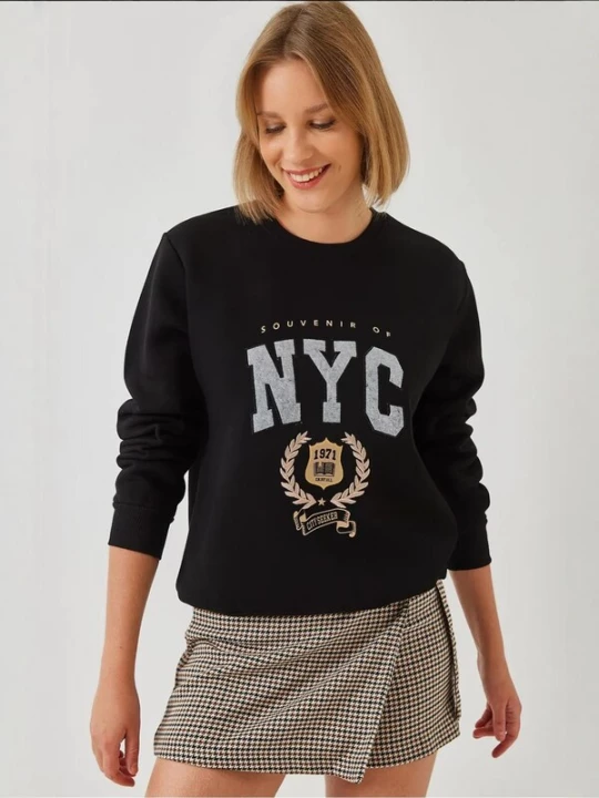 Foto van product Bianco Lucci Sweatshirt beige / geel / grijs gemêleerd / zwart