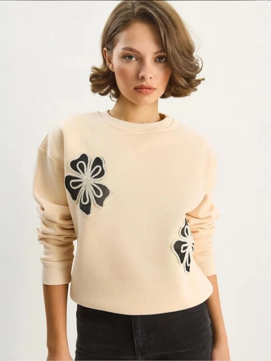 Foto van product Bianco Lucci Sweatshirt beige / zwart