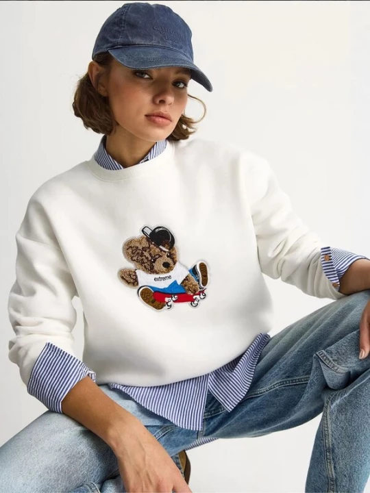 Foto van product Bianco Lucci Sweatshirt blauw / bruin / rood / wit