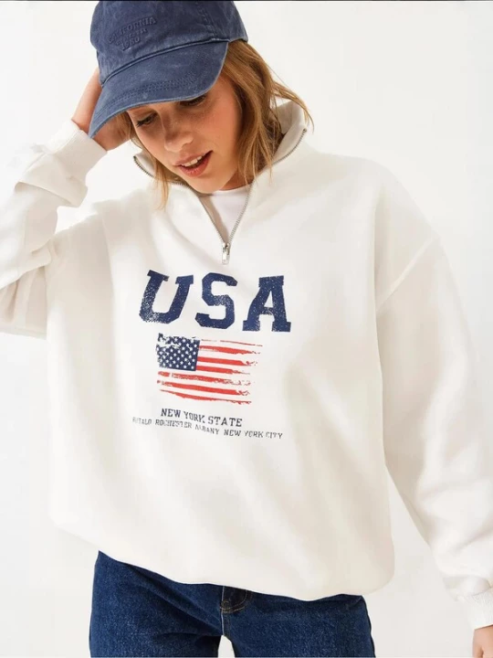 Foto van product Bianco Lucci Sweatshirt blauw / donkerrood / wit
