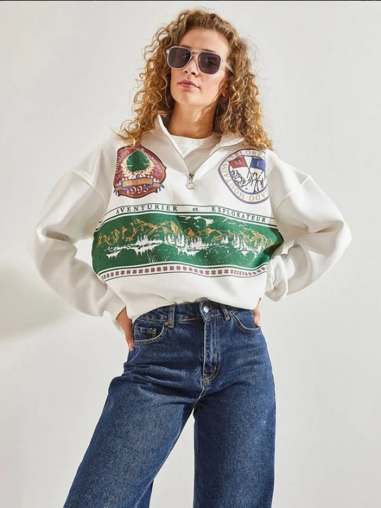 Foto van product Bianco Lucci Sweatshirt blauw / groen / rood / wit