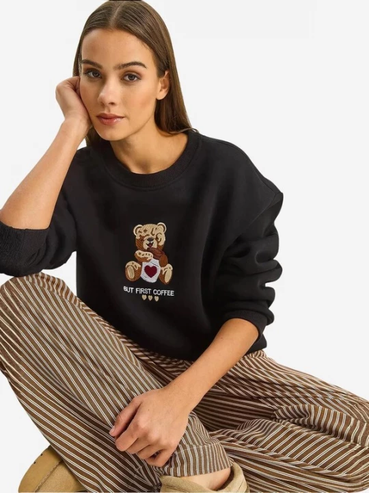 Foto van product Bianco Lucci Sweatshirt bruin / cappuccino / zwart / wit