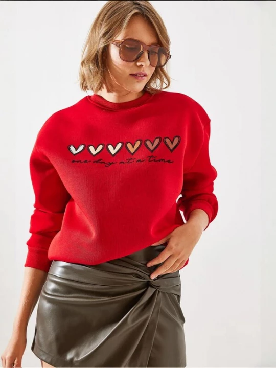 Foto van product Bianco Lucci Sweatshirt bruin / rood / zwart / wit