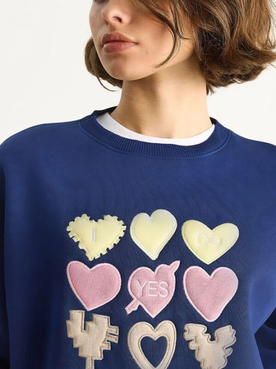 Foto van product Bianco Lucci Sweatshirt donkerbeige / navy / lichtgeel / oudroze