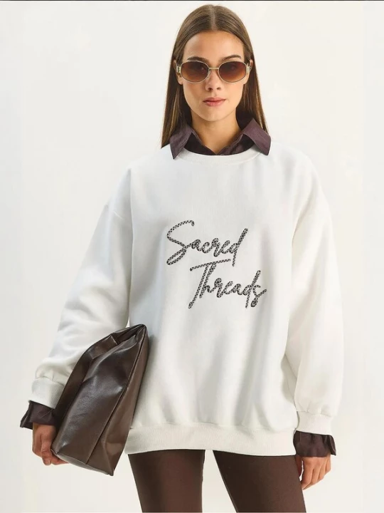 Foto van product Bianco Lucci Sweatshirt donkerbruin / natuurwit