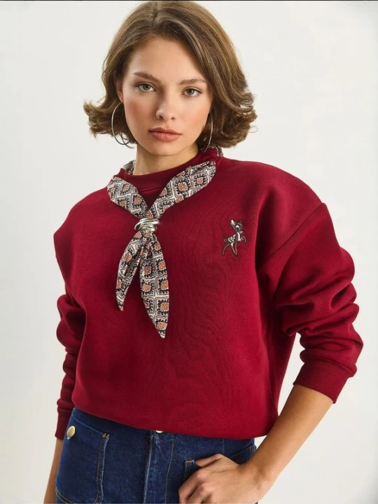 Foto van product Bianco Lucci Sweatshirt donkeroranje / rood / zwart / wit