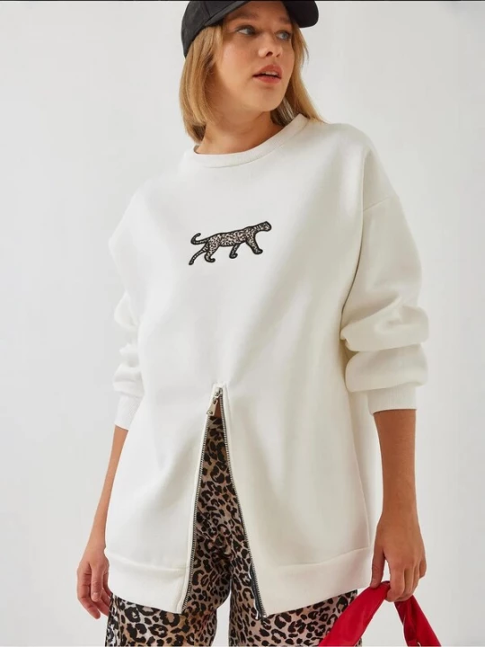 Foto van product Bianco Lucci Sweatshirt ecru / zwart / wit