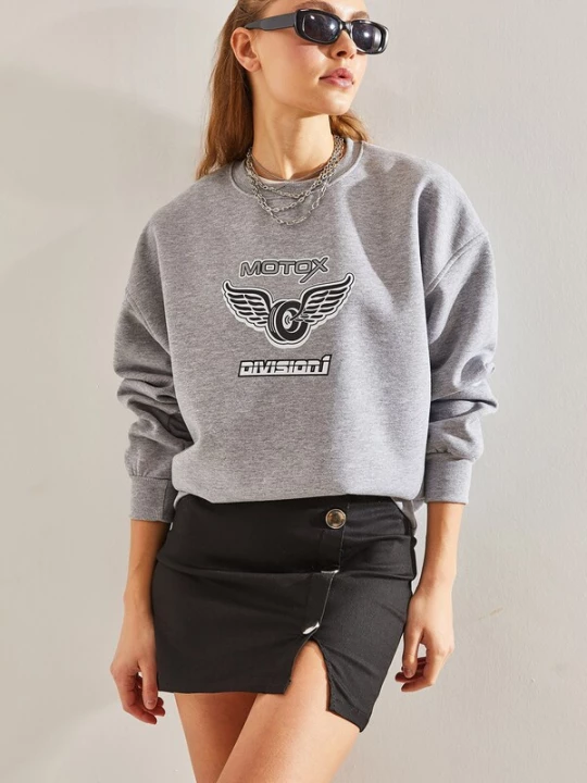 Foto van product Bianco Lucci Sweatshirt grijs / zwart / wit