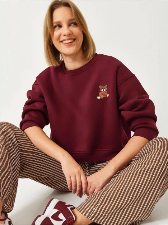 Foto van product Bianco Lucci Sweatshirt karamel / bourgogne / zwart / wit