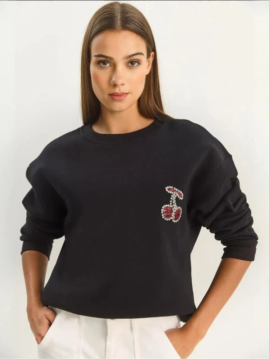 Foto van product Bianco Lucci Sweatshirt kersrood / zwart / wit